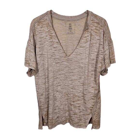 Free People Maddie Oversized Burnout Tee Small Tan Distressed We The Free Casual - Picture 2 of 6